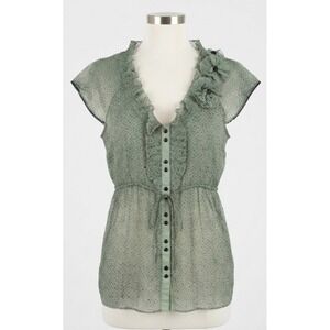 Nick & Mo Anthropologie Sage Ruffle Blouse L Coquette Whimsigoth Romantic Goth